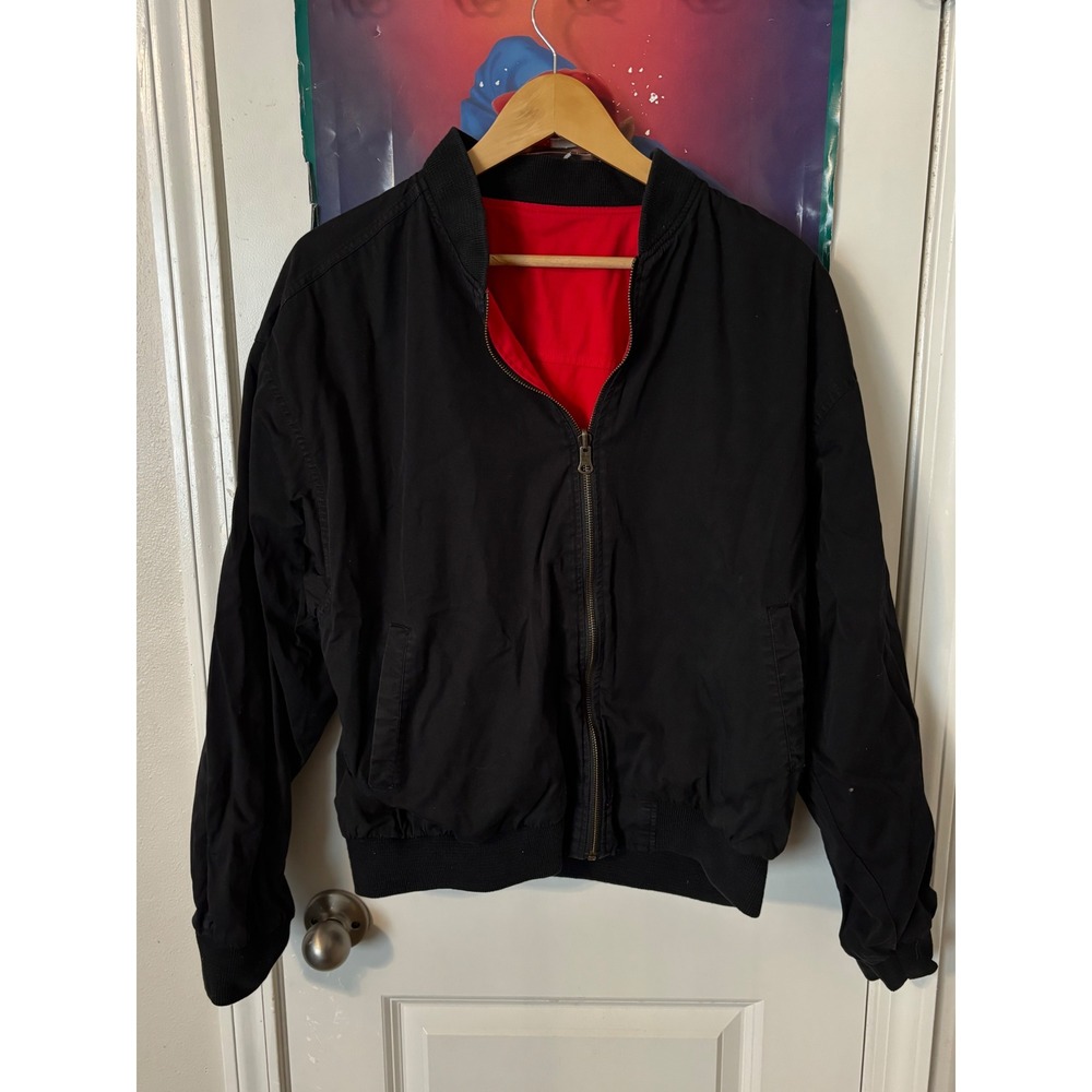 Vintage Marlboro Adventure Team Reversible Bomber Jacket Black Red Mens Large